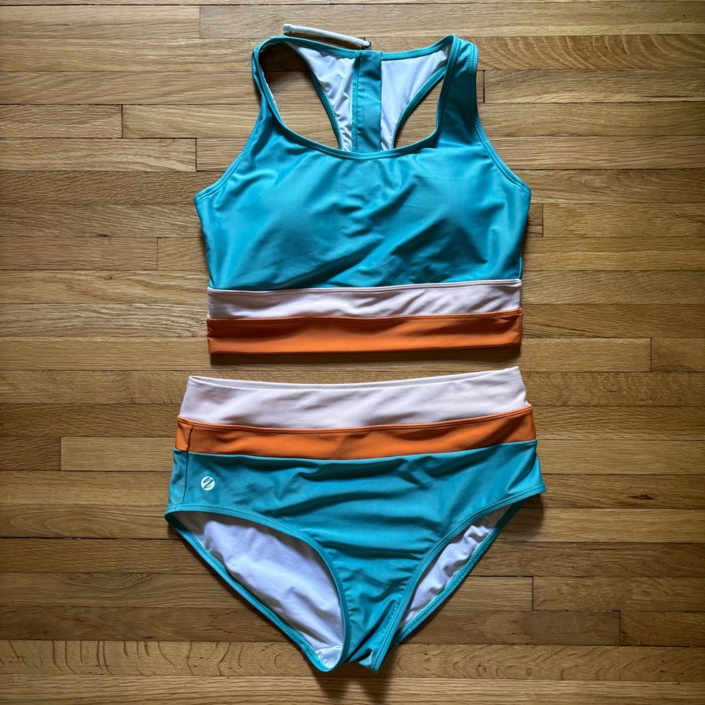 Nani Swimwear Active Swimsuit Set Two Piece Top Bottom Women's L Beach Bikini